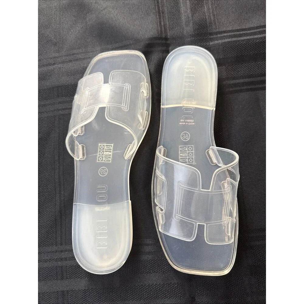 Bibi Lou Holly Jelly Slip On Slides From Anthropologie Size EU 39 8-8.5 Clear